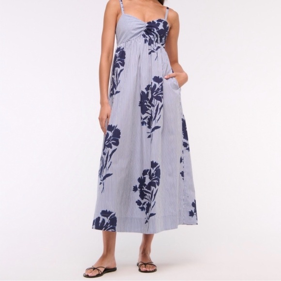 Abercrombie & Fitch Dresses & Skirts - Abercrombie & Fitch Blue Striped Dress with Navy Floral Print Size SP